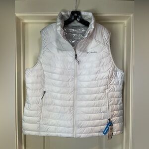 Womens XXL Columbia White Out FS Vest White Puffer Insulated Omni-Heat New Tag